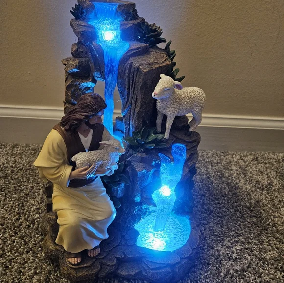 Bradford Exchange Religious Figurine with Waterfall and Lambs - Picture 7 of 9